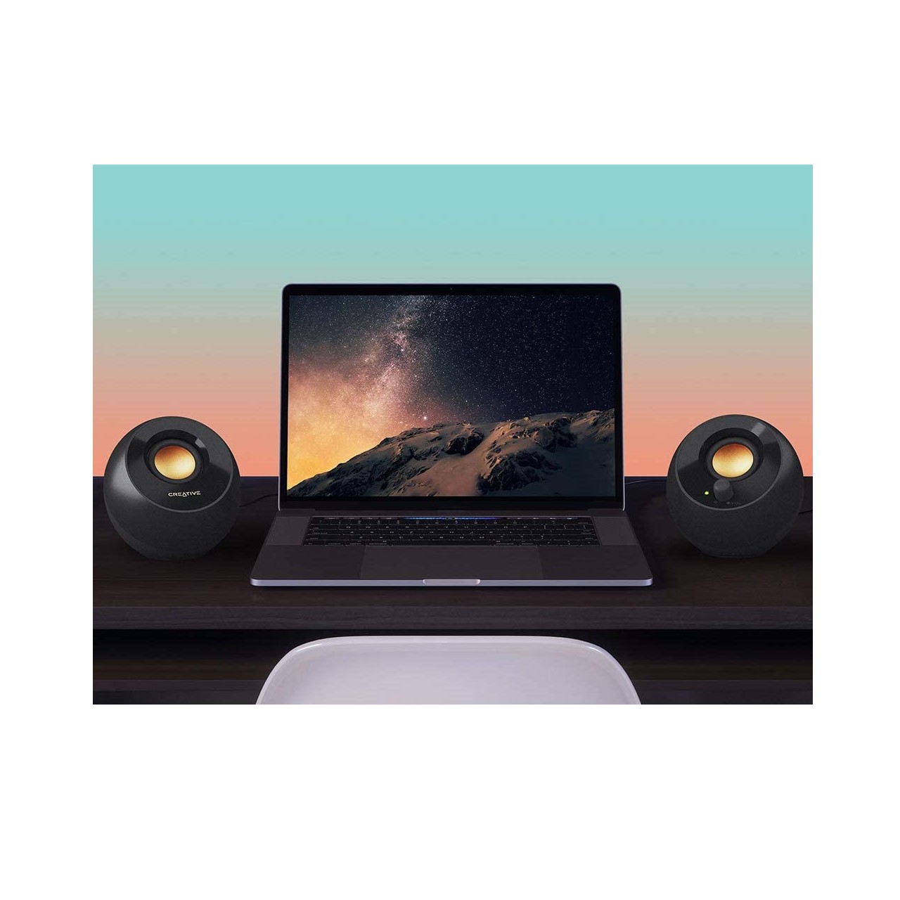 Creative Pebble V2 - Minimalistic 2.0 USB-C Powered Desktop Speakers, 3.5  mm AUX-in, 8W RMs with 16W Peak Power for Computers and Laptops, Type-A  Adapter Included and Extended Cable (Black) : 