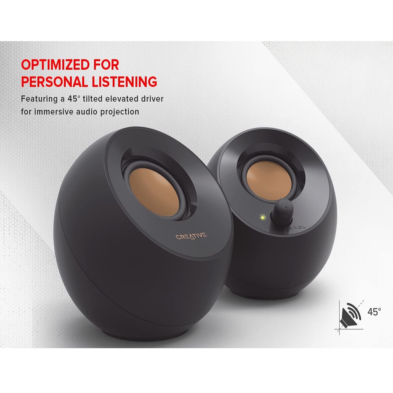 Creative Pebble 2.0 USB-Powered Desktop Speakers with Far-Field Drivers and  Passive Radiators for Pcs and Laptops (Black) 